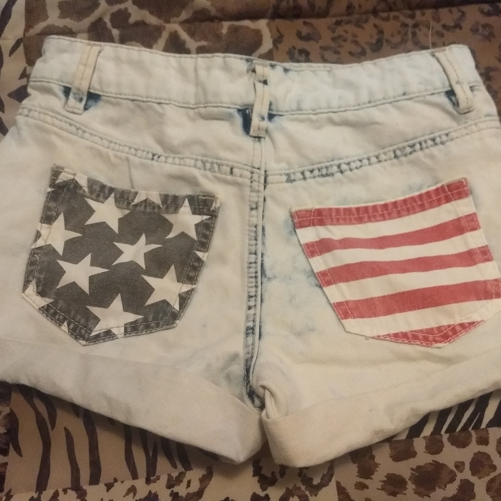 American Flag Denim Shorts